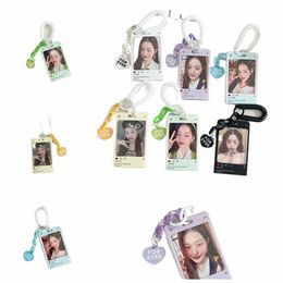 acrylic Kpop Photocard Holder Unique ID Card Cover Heart Idol Photos Card Cover Key Ring Ornaments Pendant Student V8Rk#