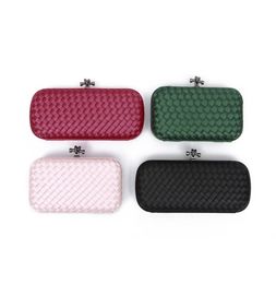 Fashion Lady Women039s Silk Handwoven Handmade Lock Handbags Flap Chain Shoulder Messenger Crochet Bag Dinner Party Clutch 226383871