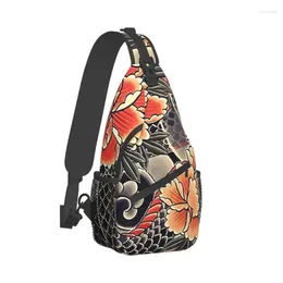 Storage Bags Japanese Art Tattoo Crossbody Bag Sports Snake Peonies Flower Ink Chest Unisex Women Man Fashion Shoulder Backpacks Travel