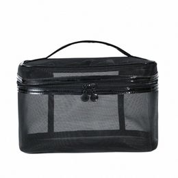 1pcs Women Men Necary Portable Cosmetic Bag Transparent Travel Organizer Fi Large Black Toiletry Bags Makeup Pouch p0N9#