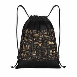 ancient Egyptian Hieroglyphs Drawstring Backpack Bags Women Men Lightweight Egypt Art Gym Sports Sackpack Sacks for Shop 71uu#