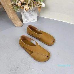 Sandals Leather Cross Belt Flats Shoes For Women Luxury Ladies