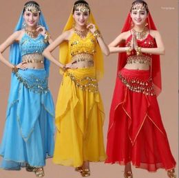 Stage Wear Belly Dance Costume Orange Costumes Set For Women Chiffon Bollywood Orientale