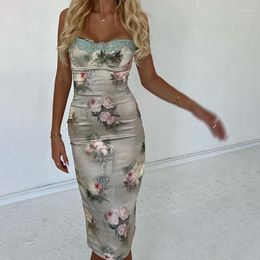 Casual Dresses Sexy Dress 2024 Printing Slip Slim Fit Cool Comfortable Lace Trim Fashion