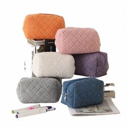 kawaii Simple Plush Travel Cosmetic Lipstick Storage Bag Women Makeup Organizer Handbags Purse Statiery Pencil Cases Pouch Bag Q44k#