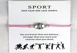 10pcslot Baseball Softball Charm Wax Cords Bracelets Sports Women Men Boys Girls Unisex Fashion Jewellery Friendship Jewellery Gift9286045