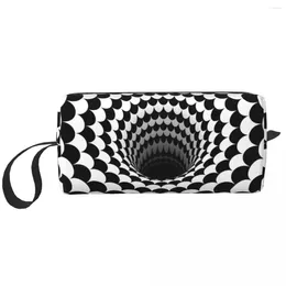 Storage Bags Optical Illusion Black Hole Scales Toiletry Bag Geometry And White Makeup Cosmetic Ladies Beauty Dopp Kit Box