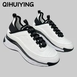 Casual Shoes Top Quality Handmade Cow Suede Thick Sole Lace-Up Sneaker White Red Color Sport Athletic Metal Sapato Feminino