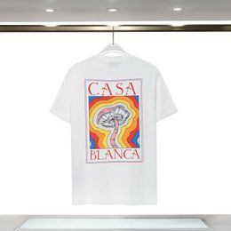 T-shirt Designer di marchi da uomo Tees Rainbow Lettera di funghi Stampa top maniche corta cotone sciolte uomini casa blanca camicia da donna jhvd