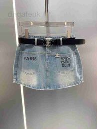 Женские шорты Дизайнерская модная джинсовая ткань с кожаным поясом Women 2024 Suer High Thist