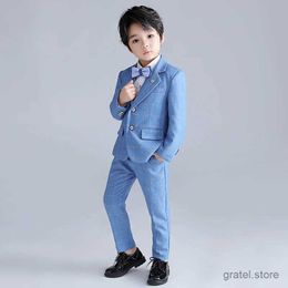 Suits Gentleman Childrens Day Performance Dress Costume 2021 Boys Formal Wedding Suit Kids Jacket+Vest+Pants+Bowtie 4Pcs Clothing Set
