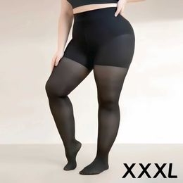 Sexy Socks 15D Plus Size Women Stockings Stretch Pantyhose XXXL Fat Tights Oversized Thin Pantyhose 240416