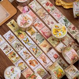 Gift Wrap 1pcs 5m 2.5cm Vintage Adhesive Tape Plant Mushroom Boxed Decorative DIY Scrapbooking Sticker Label