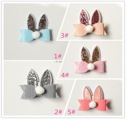 20pcs Cartoon Rabbit Ear Hair Bow Prince Baby Girl Hair Clips Bows Hairpin with Soft Ball Kids Cute Animals Barrettes4395623