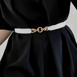 Waist Chain Belts 1Pc Fashion Women PU Black White Waist Band Thin Elastic Waist Belt Dress Apparel Accessories yanyuL240416