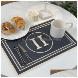 Designer Table Cloth Placemat Linen Fashion Restaurant Mat Imitation Water Luxury Dining Tables Decoration Home Textiles Coaster Drop Dh7L3