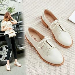 Casual Shoes Women Lace-up Creepers Autumn Soft Leather Oxfords Flats Ladies Thick Heels Espadrilles Cozy Black Mujer Mary Janes Loafer