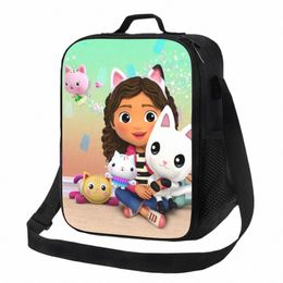 gabbys Dollhouse Insulated Lunch Bags for School Office Gabby Cat Pandy Paws Portable Cooler Thermal Bento Box Women Kids 870H#