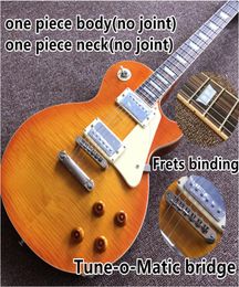 Whole custom tiger flame honing color electric guitar character link mahogany fingerboard onepiece neck and onepiece body1109609