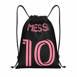 custom Pink Mis 10 Soccer Drawstring Bag Men Women Lightweight Football Sports Gym Storage Backpack z25K#