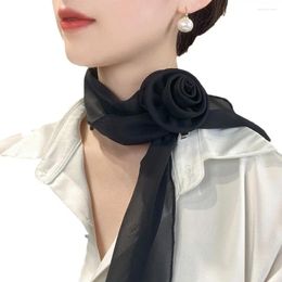 Scarves Roses Style Floral Scarf Sweet Headband Turban Gentle Lace Decoration Accessories Neck Thin Women Girls