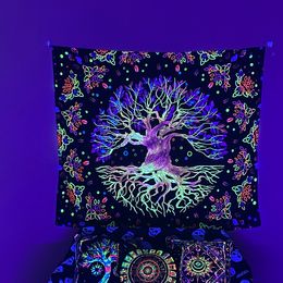 Noctilucent the tree of life tapestry hanging cloth tapestries background cloth night glow ins style hanging cloth decorative cloth bohemian tapestry