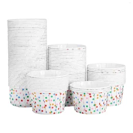 Disposable Cups Straws Candy Cup Cake Case Paper Dessert Bowls Baking Wraps Sundae Soup Mug Lid