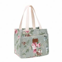 portable Floral Print Lunch Bag Thermal Insulated Lunch Box Tote Cooler Functial Handbag Student Bento Pouch Food Storage Bags 31iY#