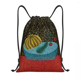 Shopping Bags Yayoi Kusama Abstract Art Drawstring Backpack Women Men Sport Gym Sackpack Foldable Training Bag Sack
