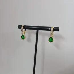 Backs Earrings Gorgeous Green Crystal Cubic Zirconia Large Drop Shape Diamond Bridal Wedding Party Accessories Classic Women's Jewelry