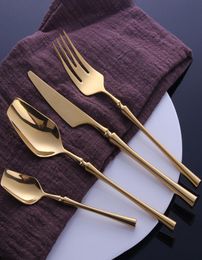 24 Pcs Stainless Steel Tableware Gold Cutlery Set Knife Spoon and Fork Set Dinnerware Korean Food Cutlery Kitchen Accessories7206882