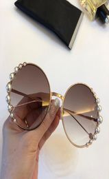 Luxury0295 Designer Sunglasses For Women Charming With Pearl Woman Fashion Round Sunglasses Top Quality UV Protection With Origin4372391