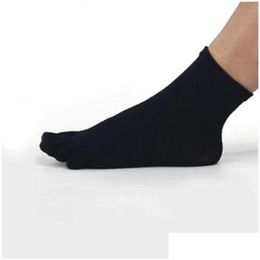 Mens Socks Wholesale- 1Pair Autumn Winter Warm Style Unisx Men Women Five Finger Pure Cotton Toe Sock 5 Colours Black/White/Grey/Navy D Otn4V