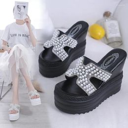 Dress Shoes Summer Concise Peep Toe Women Platform Wedges Slippers Ladies Sandals Fashion High Heels Female Flip Flops Tong Femme