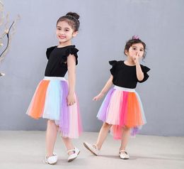 kids girl unicorn tutu skirt Rainbow Hi Low Asymmetrical tulle skirts Bridal Wedding Bridesmaid Prom Party Skirt Costume7565097