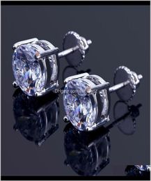 Back Findings Components Drop Delivery 2021 8Mm Hip Hop Stud Earrings Sier Gold Plated Cz Earring Mens Womens Earing Ear Ring Wo4559263