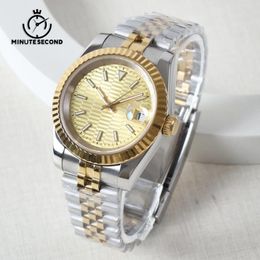 Wristwatches MINUTESECOND NH35 Golden Watch Dial 39mm Automatic Mechanical Luxury Man's 5ATM Waterproof Watches