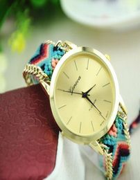 International Geneva Watches Fashion Handmade Rope Bracelet Women Watch HandWoven Wristwatch Ladies Quarzt Clock for Boy girl gif4361287