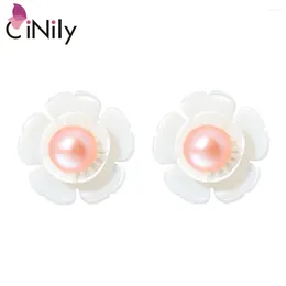 Stud Earrings CiNily Authentic. 925 Sterling Silver Natural White Shell Pearl Wholesale For Women Jewellery Wedding 11mm SE027