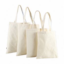 large Capacity Canvas Shoulder Handbag Folding Eco-Friendly Cott Tote Bags Reusable DIY Shoulder Bag Grocery Bag Beige White 38Vx#