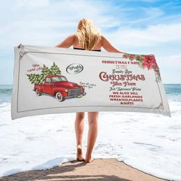 Towel Christmas Farm Truck Tree Rectangular Beach Quick Dry Microfiber Blanket For Adults Kids Outdoor