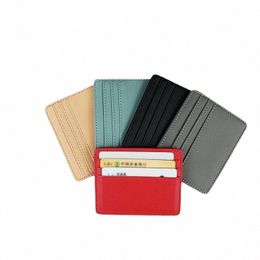 minimalist Wallet Busin Bank Credit ID Card Holder for Men Women Purse Ultra Thin Mini Mey Case PU Leather Card Cover Pouch 78Ix#