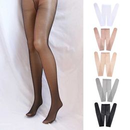 Sexy Socks Women Elastic Invisible Pantyhose Seamless Crotch Glossy Tights Female Soft Comfortable Breathable Stockings 240416