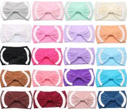 20 Colors Baby Girl Lace Nylon Headband fashion Elasticity soft Candy Color Bohemia Bow Infant Hair Accessories Amazon s9293636