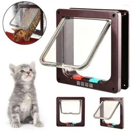 Cat Carriers Dog Flap Door With 4 Way Lock Security For Cats Kitten ABS Plastic Small Gate Dogs Pet