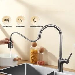 Kitchen Faucets Sink Faucet Cold Water Mixer Taps Pull Out 3 Function Stream Sprayer 360 Degree Rotatable Brass Tap