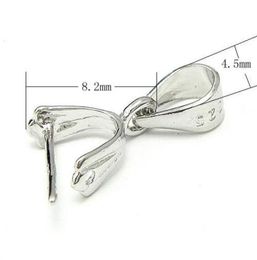 10pcslot 925 Sterling Silver Pinch Clip Bail Clasps Hooks For Pendant DIY Jewellery 07x3x45x82mm WP0743790754