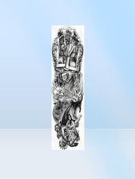 Large Arm Sleeve Tattoo Clock Rose Cross Dragon Waterproof Temporary Tatto Sticker Poker Lion Body Art Full Fake Tatoo Women Men9672180