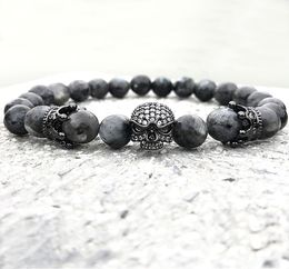 Men Skull Charm Bracelets India Labradorite 8mm Natural Stone Light Beads European Buddha Bracelet For Men Handmade Bracelets2440816