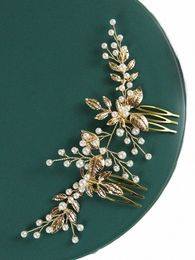 vintage Wedding Hair Accories Gold Leaves Bridal Guest Headdr Pearls Elegant Women Hair Comb for Bridesmaid Gift 88WJ#